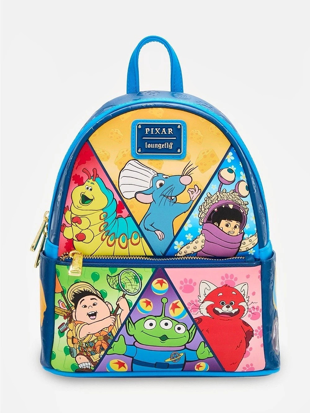 Loungefly Disney Pixar Characters Mini Backpack Blue & Multicolor NWT
